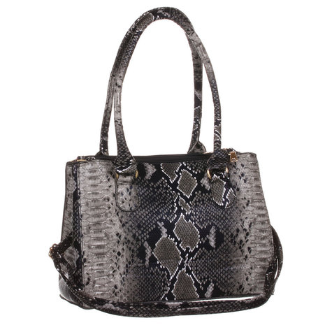Dames tas / handtas middelgroot met slangenprint - antraciet