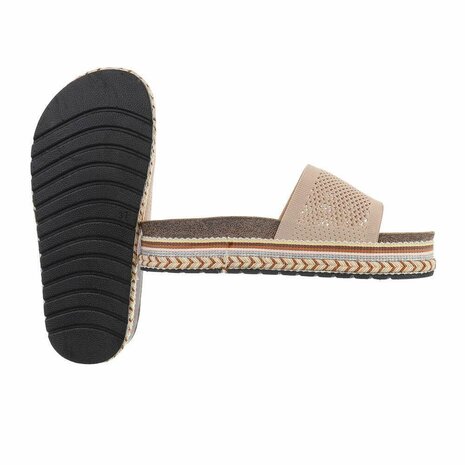 Dames slippers met plateauzolen - beige