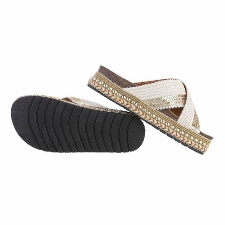 Dames slippers met glitter pailletten - wit