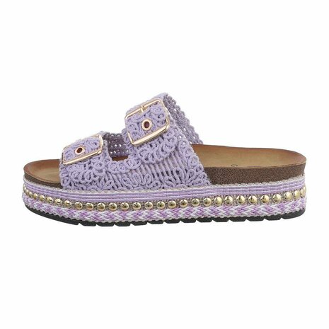 Dames slippers met plateauzolen - paars / lila