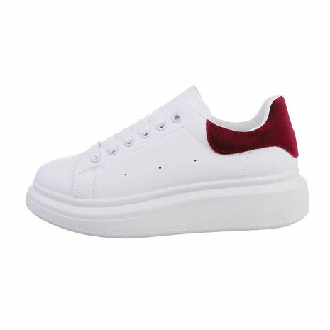 Dames sneakers - wit / bordeaux rood