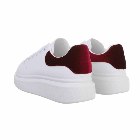 Dames sneakers - wit / bordeaux rood