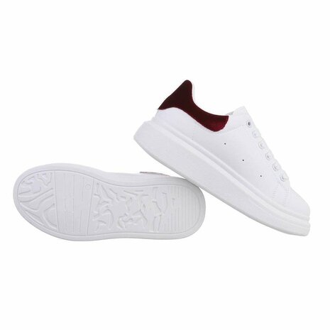 Dames sneakers - wit / bordeaux rood