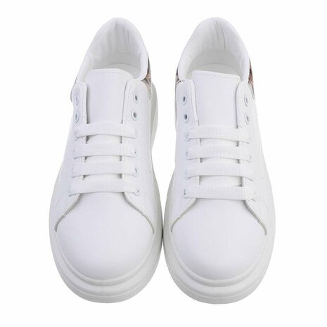 Dames sneakers met panterprint - wit / leopard