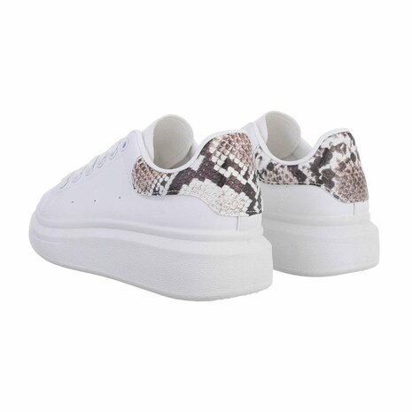 Dames sneakers met slangenprint - wit / snake