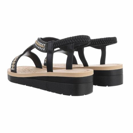 Dames sandalen met strass - zwart