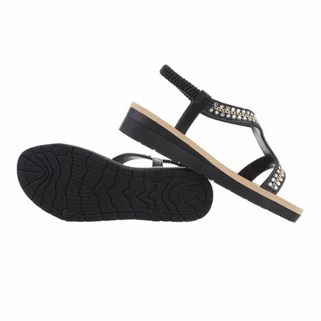 Dames sandalen met strass - zwart