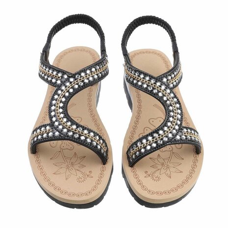 Dames sandalen met strass - zwart
