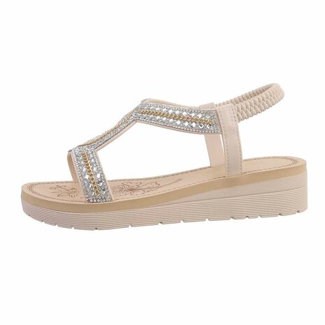 Dames sandalen met strass - beige