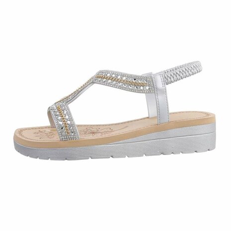 Dames sandalen met strass - zilver