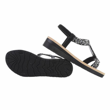 Dames sandalen met strass - zwart