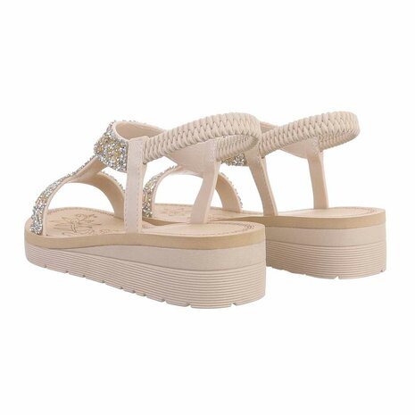 Dames sandalen met strass - beige