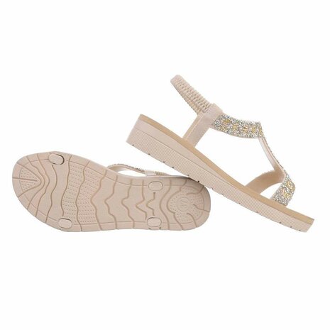 Dames sandalen met strass - beige
