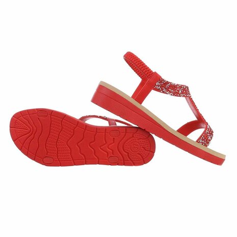 Dames sandalen met strass - rood