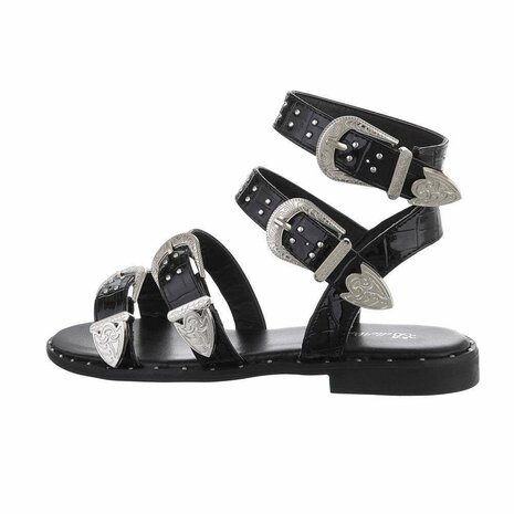 Dames sandalen met gespen - zwart