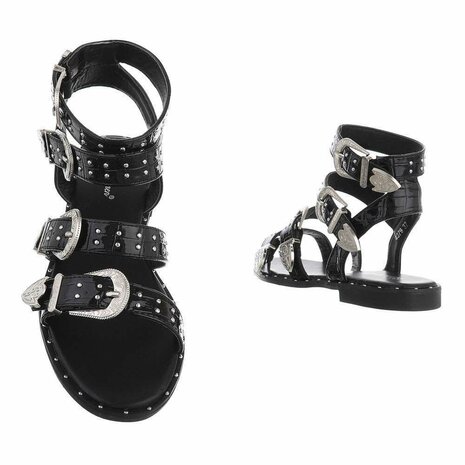 Dames sandalen met gespen - zwart