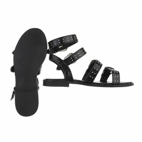 Dames sandalen met gespen - zwart
