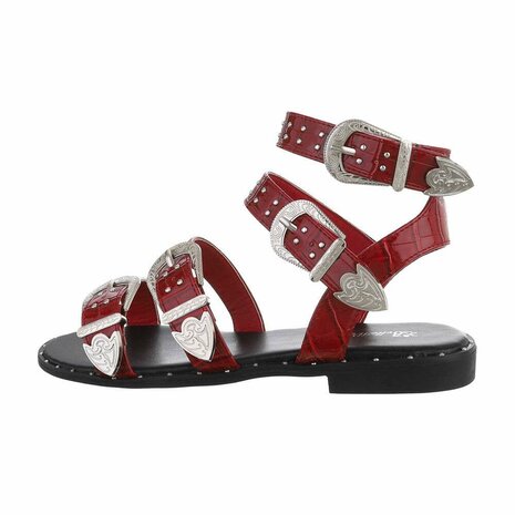 Dames sandalen met gespen - rood