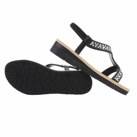 Dames sandalen met strass - zwart