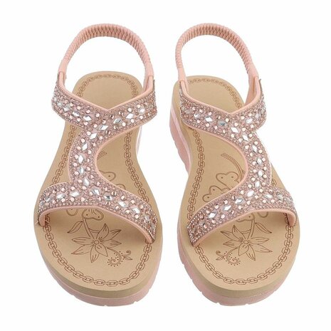 Dames sandalen met strass - roze