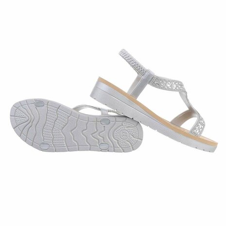 Dames sandalen met strass - zilver