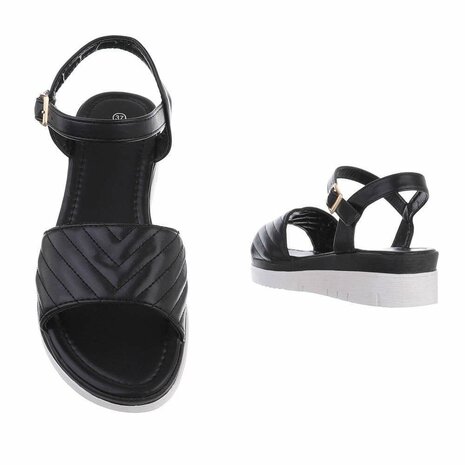 Dames sandalen met lage wedge sleehak - zwart
