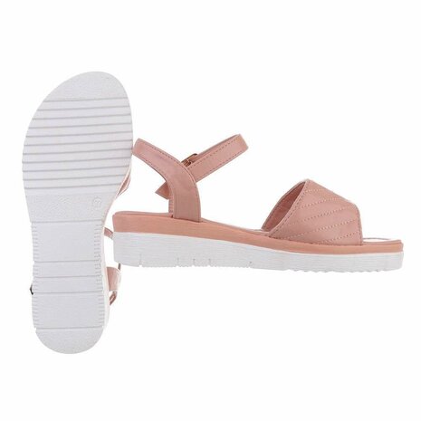Dames sandalen met lage wedge sleehak - roze
