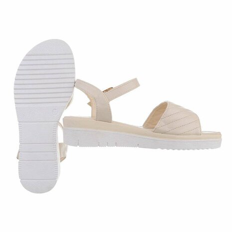 Dames sandalen met lage wedge sleehak - beige