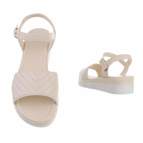 Dames sandalen met lage wedge sleehak - beige