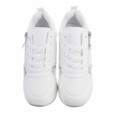 Dames wedge sneakers met sleehakken - wit