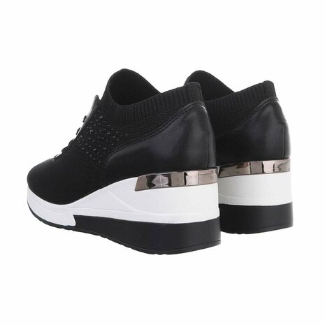 Dames wedge sneakers met sleehakken - zwart
