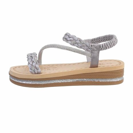 Dames sandalen met strass - grijs