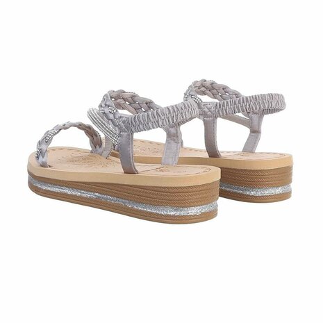 Dames sandalen met strass - grijs
