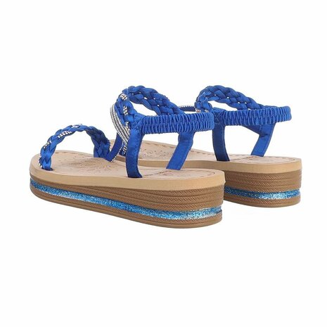 Dames sandalen met strass - kobalt / blauw