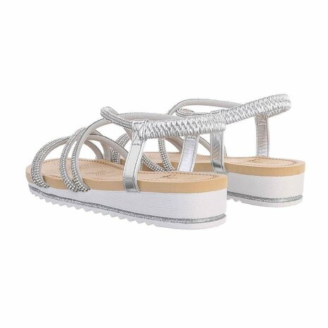 Dames sandalen met strass - zilver