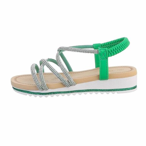 Dames sandalen met strass - groen