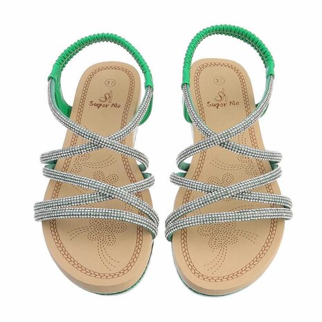 Dames sandalen met strass - groen