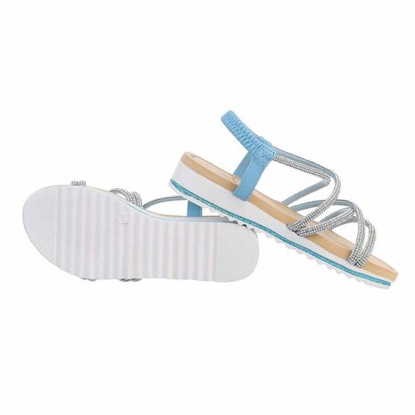 Dames sandalen met strass - blauw