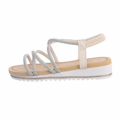 Dames sandalen met strass - beige
