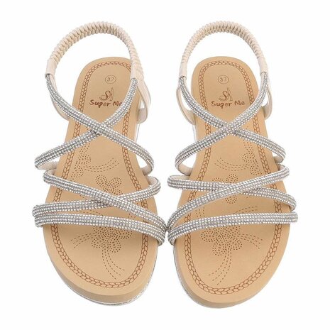Dames sandalen met strass - beige