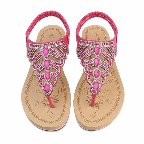 Dames sandalen met strass - fuchsia / roze