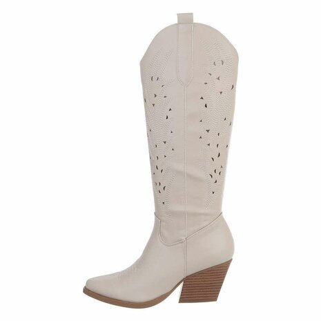 Dames cowboy laarzen / hoge western boots - beige