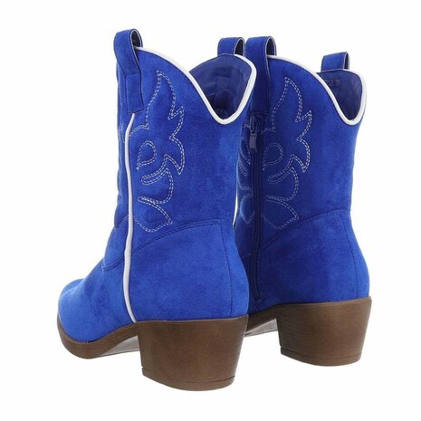 Dames cowboy laarzen / hoge western boots suède-look - kobalt blauw