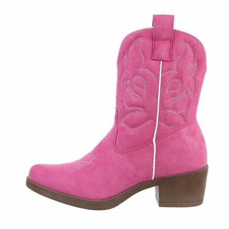Dames cowboy enkellaarzen / western laarsjes suède-look - fuchsia roze