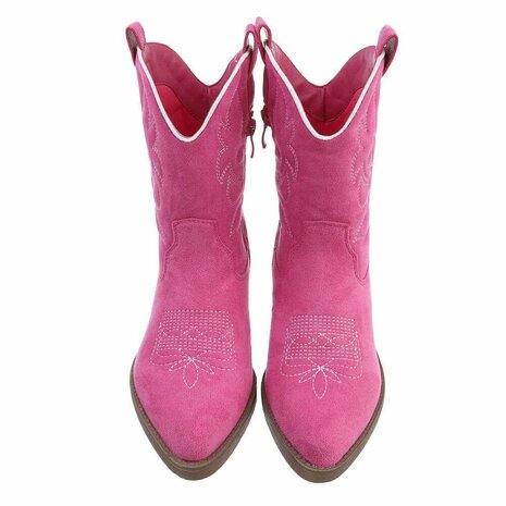 Dames cowboy enkellaarzen / western laarsjes suède-look - fuchsia roze