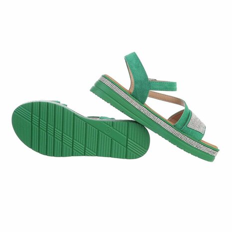 Dames sandalen met strass - groen