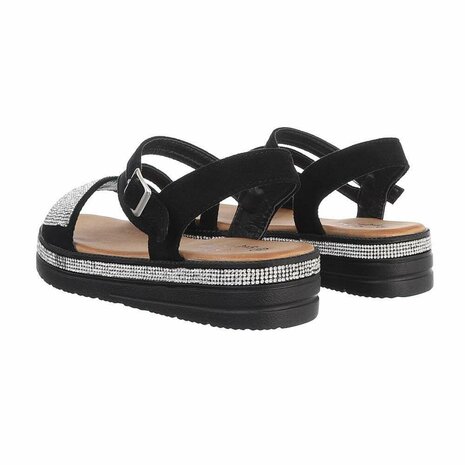 Dames sandalen met strass - zwart