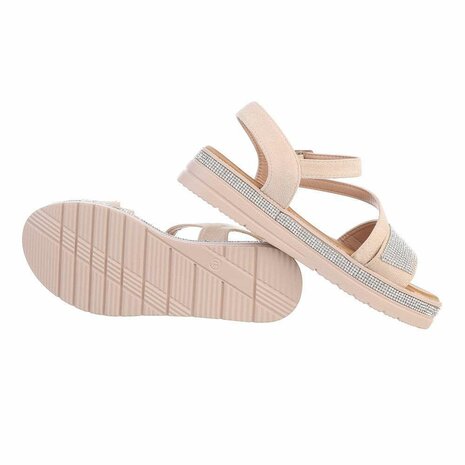 Dames sandalen met strass - beige