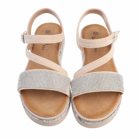 Dames sandalen met strass - beige