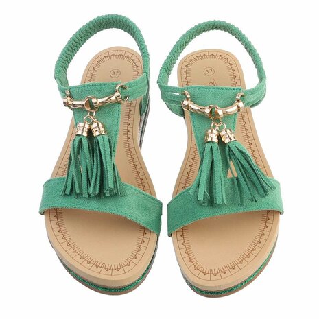 Dames sandalen met kwastje - groen